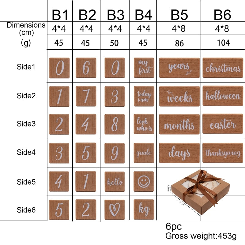 Wood Baby Milestone Blocks and Cards - CONSOMNIO