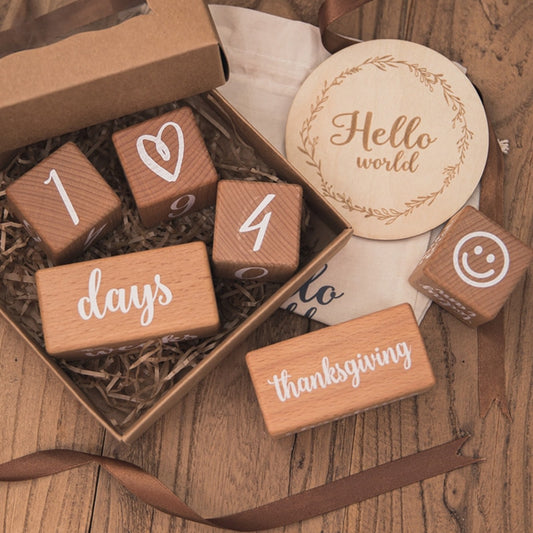 Wood Baby Milestone Blocks and Cards - CONSOMNIO