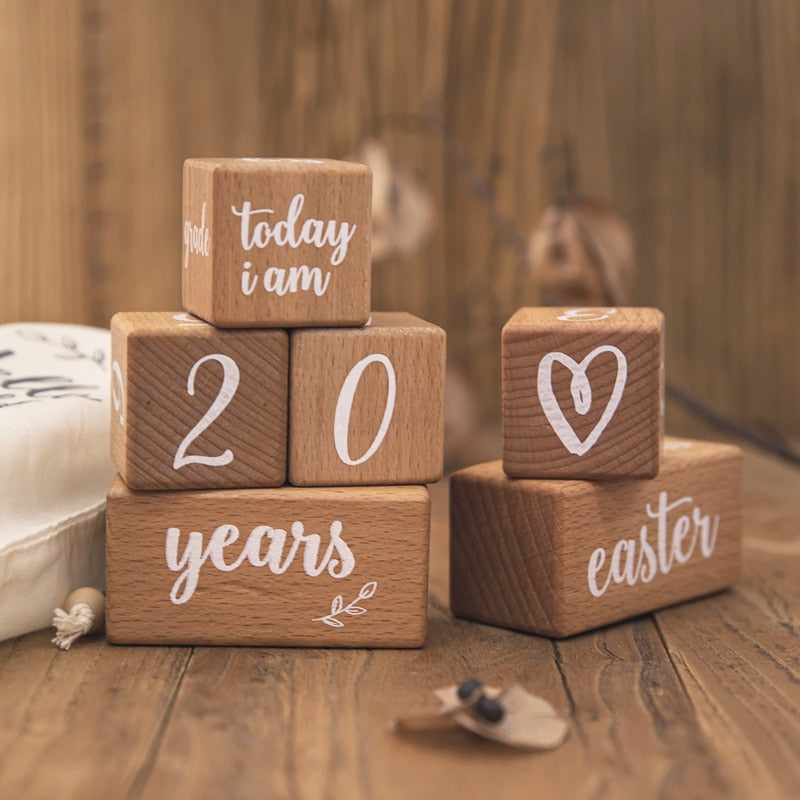 Wood Baby Milestone Blocks and Cards - CONSOMNIO