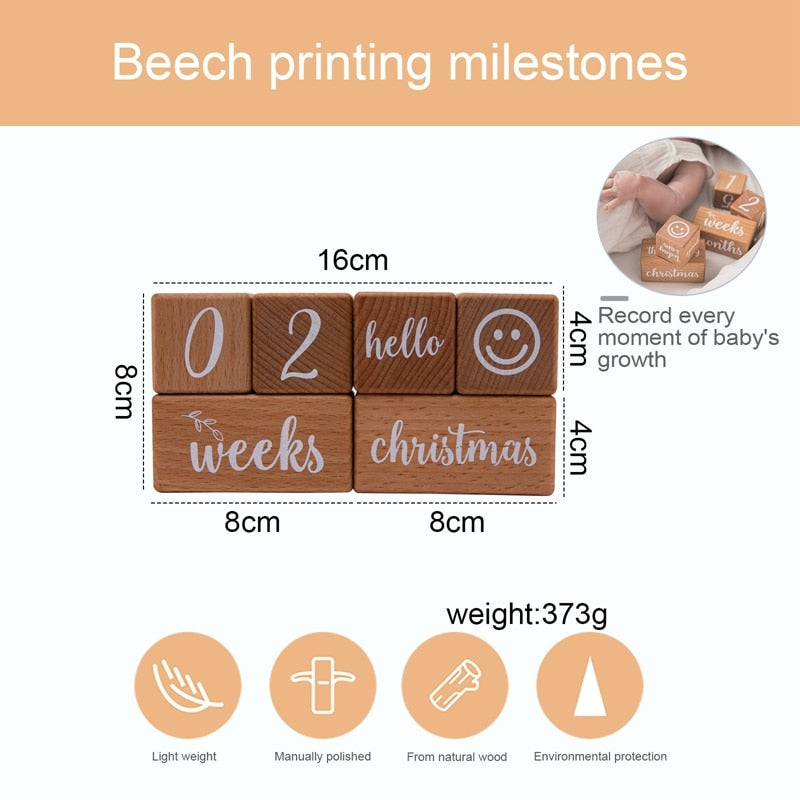 Wood Baby Milestone Blocks and Cards - CONSOMNIO